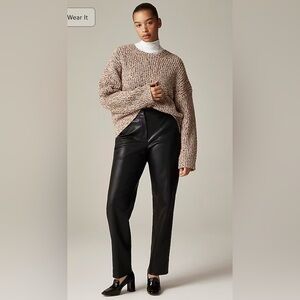 JCrew Faux Leather Kate Straight Leg Pant Black Size 8 NEVER WORN